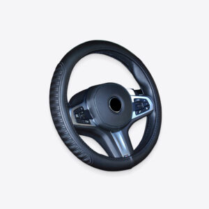 Image depicting Black Stitched Steering Wheel Cover.