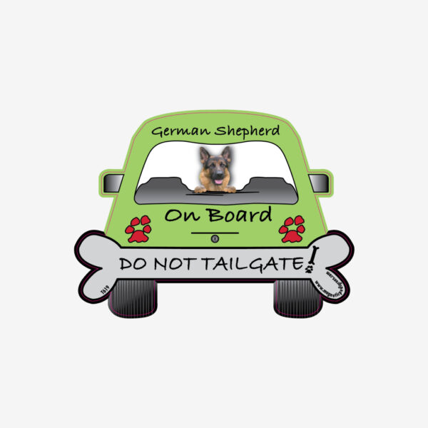 German Shepherd On Board car magnet displayed on a vehicle