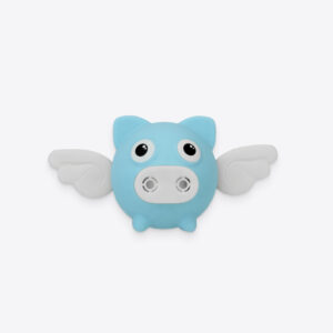 Flying pig clip-on air freshener hanging in car interior