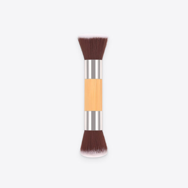 Double-Headed Bamboo Makeup Brush with eco-friendly bamboo handle