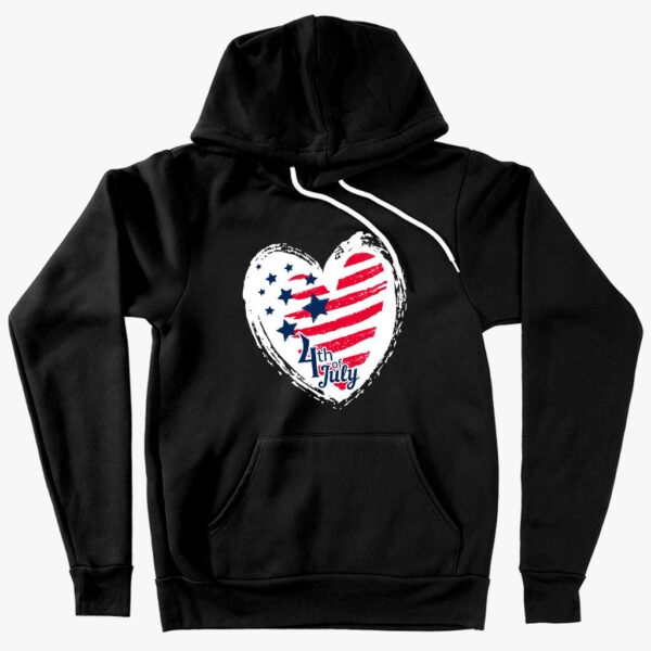 USA Flag Hoodie in Sponge Fleece – Perfect 4th of July Apparel for Patriotic Comfort and Style.