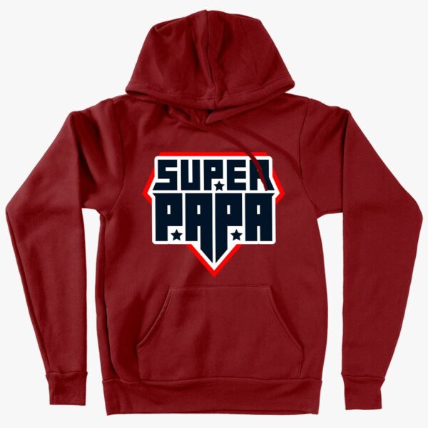 Super Papa Hoodie – Stylish Father's Day Apparel, Cozy and Heroic Design.