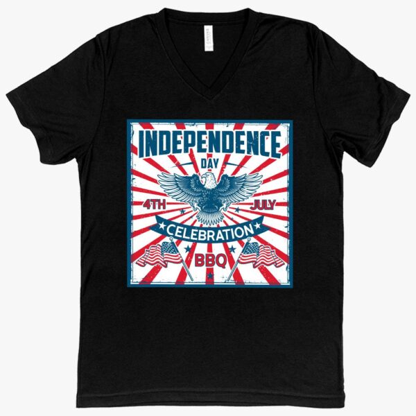 V-Neck 'Independence Day Celebration' T-Shirt – Stylish and Comfortable Apparel for Celebrating Independence Day.