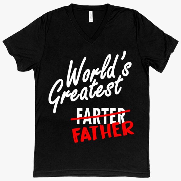 V-Neck 'World's Greatest Father's Day' T-Shirt – Stylish and Heartfelt Tribute for Celebrating the Best Dad.