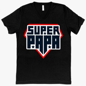 V-Neck 'Super Papa' T-Shirt for Father's Day – Stylish and Fun Apparel for Celebrating the Superhero Dad.