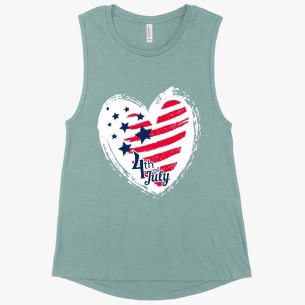 USA Flag Tank – Women's Muscle 4th of July Tank for a Stylish Patriotic Look.