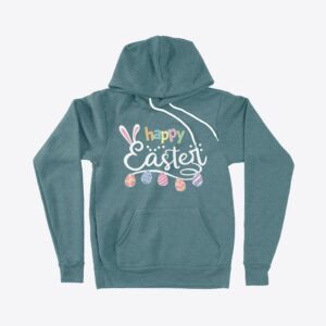 Fleece Hoodie - Spread Easter Joy with Our 'Happy Easter' Sponge Fleece Hoodie.