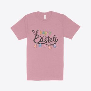 Heather T-Shirt - Embrace Easter Joy with Our 'Happy Easter' Heather T-Shirt.