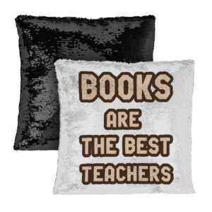 Book Themed Sequin Pillow Case: Literary Décor Accent