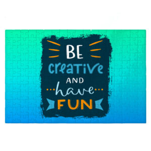 Trendy jigsaw puzzle with 'Be Creative' design.