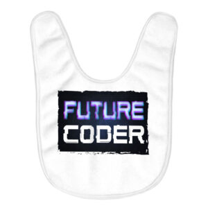 Coder-themed baby bib with funny design.