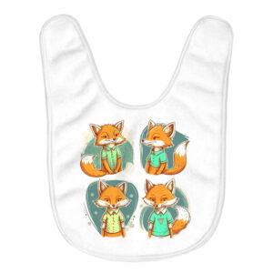 Kawaii Fox Cartoon Design Baby Bibs