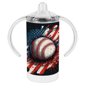 American Flag Baseball Sippy Cup with Patriotic Theme