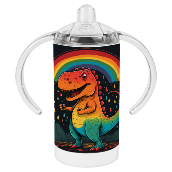 Rainbow Dinosaur Sippy Cups - Fun Cartoon Design