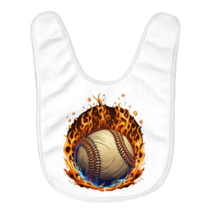 Cool Baseball Baby Bibs with Dynamic Fire Graphic Design