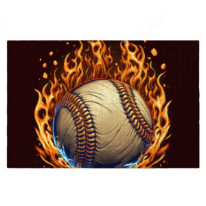 Cool Baseball Jigsaw Puzzle with Fire Graphic