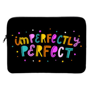 Distinctive MacBook Air 14" sleeve with "Imperfectly Perfect" design.