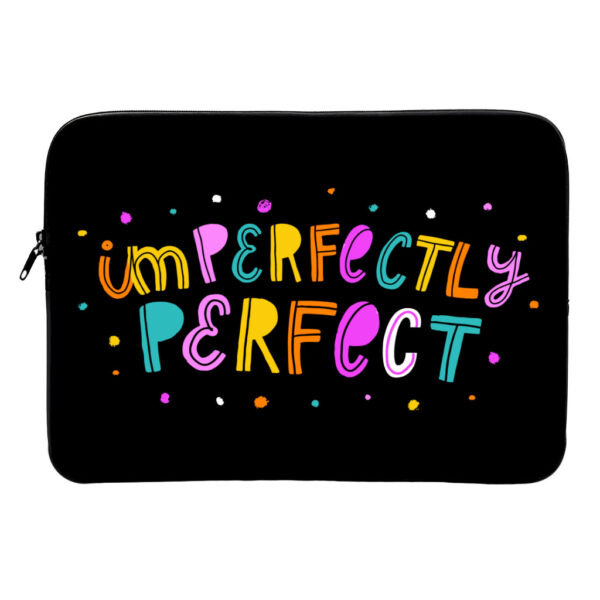 Distinctive MacBook Air 14" sleeve with "Imperfectly Perfect" design.