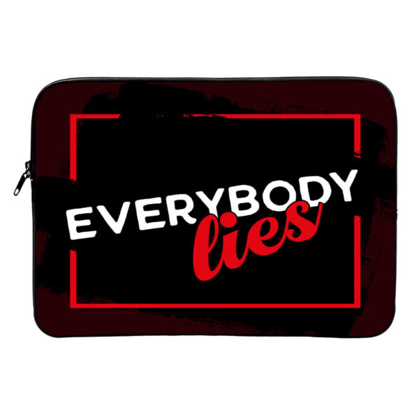 Humorous MacBook Air 14" sleeve with "Everybody Lies" printed design.