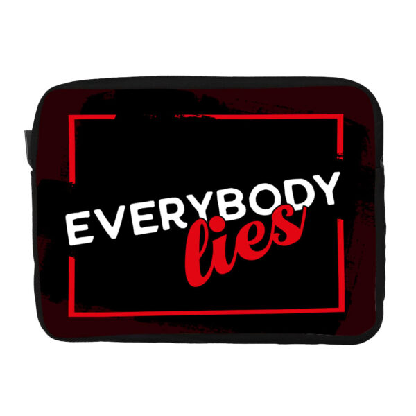 Humorous Dell 16" two-sided sleeve with "Everybody Lies" design.