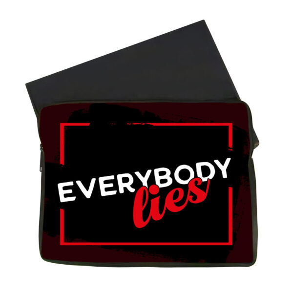 Humorous MacBook Air 14" two-sided sleeve with "Everybody Lies" design.