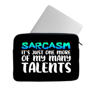 Sarcasm quote MacBook Pro 14" sleeve, featuring witty quotes.