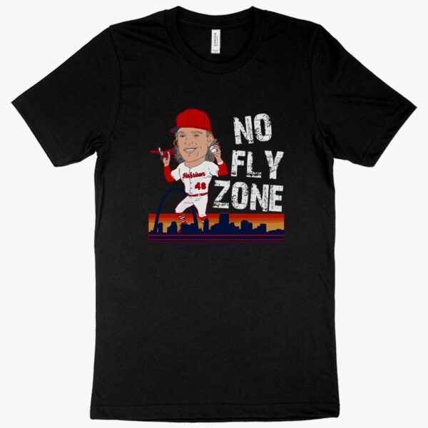 Official "No Fly Zone" Harrison Bader T-Shirt, perfect for baseball fans.