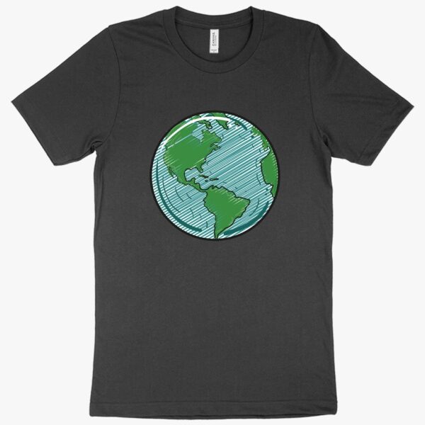 "Worldly Vibes" Globe Design Tee featuring a globe illustration.