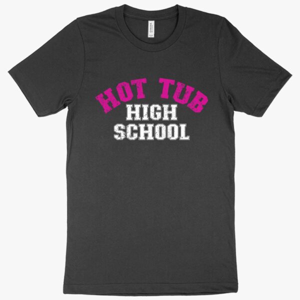 Hot Tub High School t-shirt with retro-inspired design.