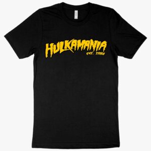 Yellow Thunderbolt Hulk Hogan retro t-shirt on white background.