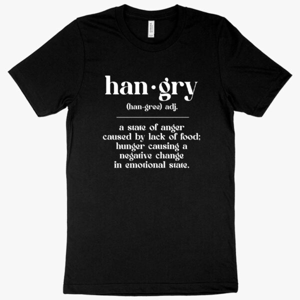 "Hangry Definition" T-Shirt with humorous graphic and text.