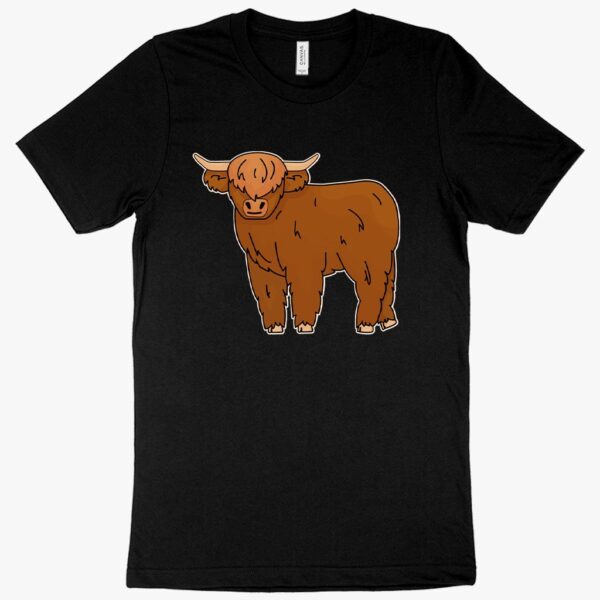 Highland Cow Cute Animal T-Shirt featuring an adorable design.