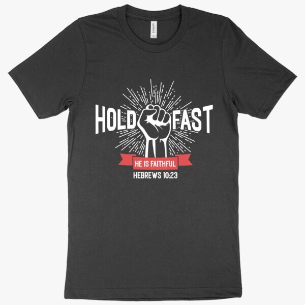 "Hold Fast" Christian T-Shirt with Cross Symbol.