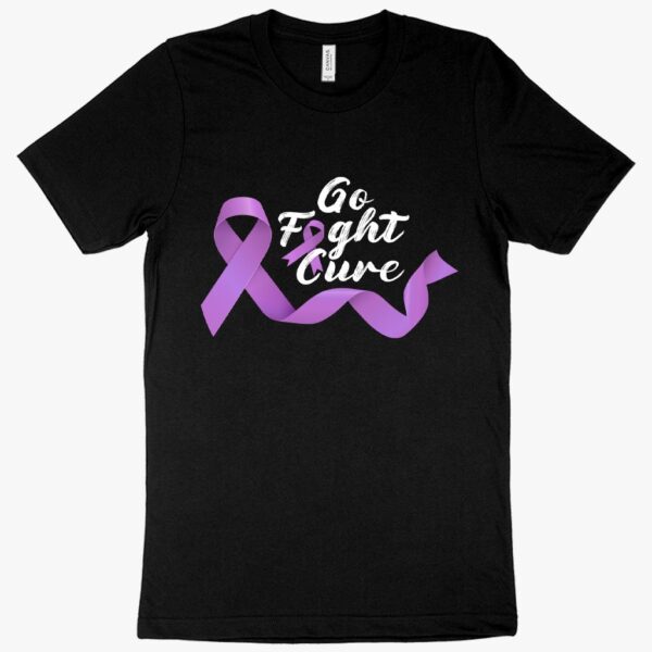 "Go Fight Cure" Cancer T-Shirt with Ribbon Graphic.