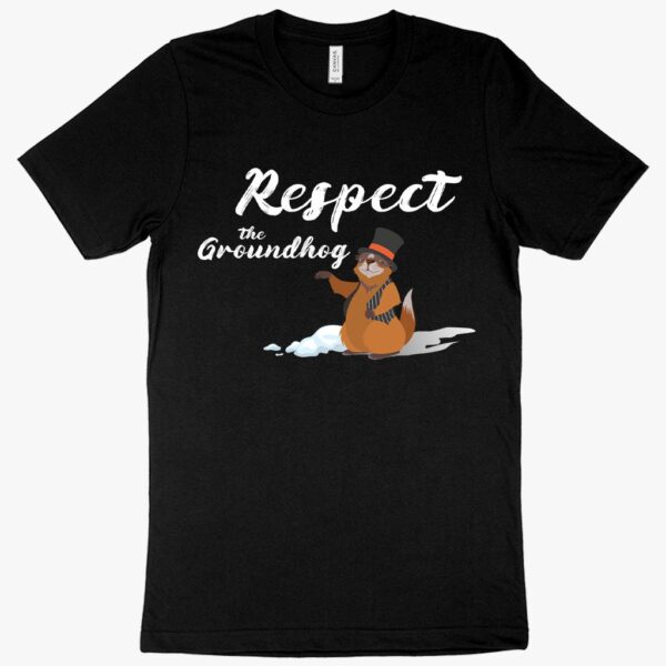 Happy Groundhog tee featuring "Respect the Groundhog" in vibrant typography.