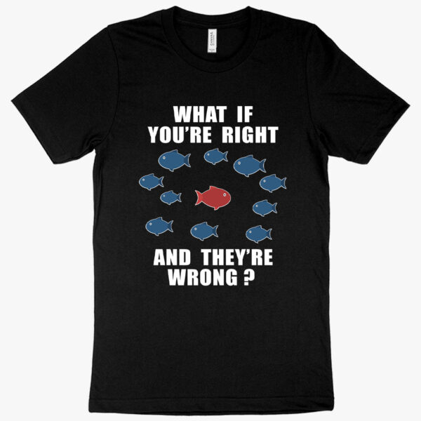 Stylish tee featuring "What If You’re Right" Fargo design.