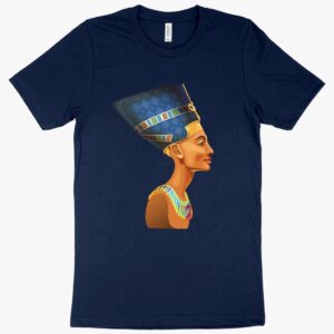 Egypt-themed T-shirt featuring an artistic depiction of Cleopatra against a hieroglyphic backdrop.