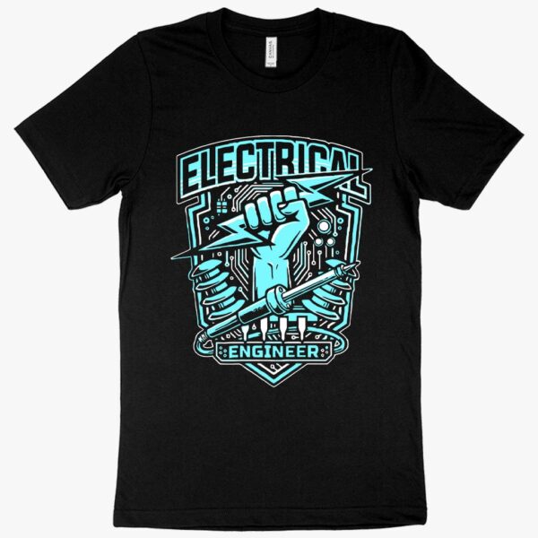 T-shirt featuring circuitry motifs and text "Electrical Engineer" in bold lettering.