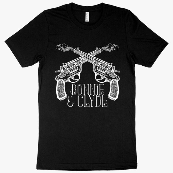 Stylish tee featuring Bonnie and Clyde Gun design for rebels.