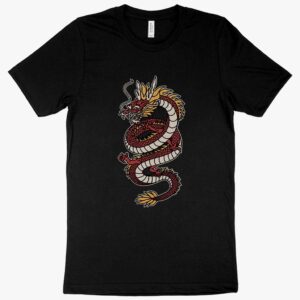 T-shirt featuring a majestic dragon design inspired by Chinese culture.