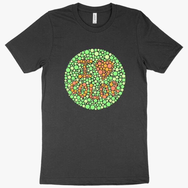 T-shirt featuring "Love Color-Blind" text with diverse heart symbols.