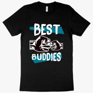 T-shirt featuring "Best Friend Buddies" text with friendship motifs.