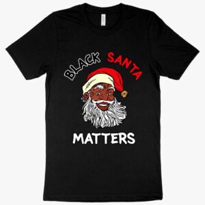 Inclusive Black Santa T-Shirt for festive celebrations.