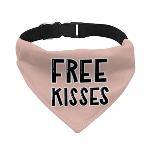 Stylish Bandana Collar adorned with "Free Kisses" for pets.