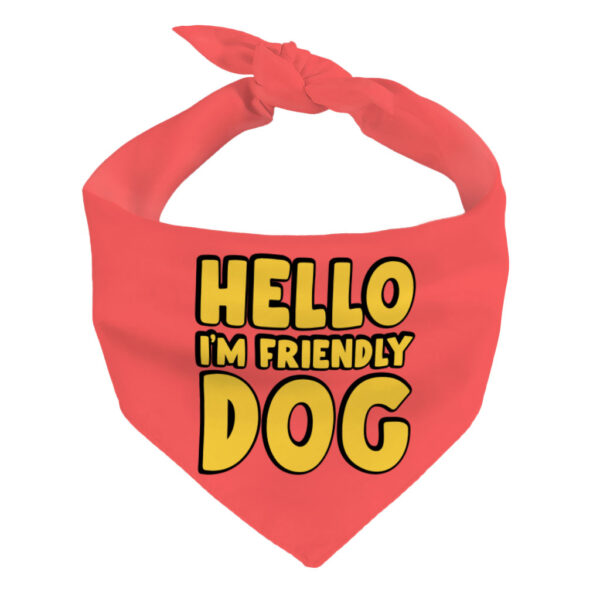 "I'm Friendly Dog" Pet Bandana on cute pet.