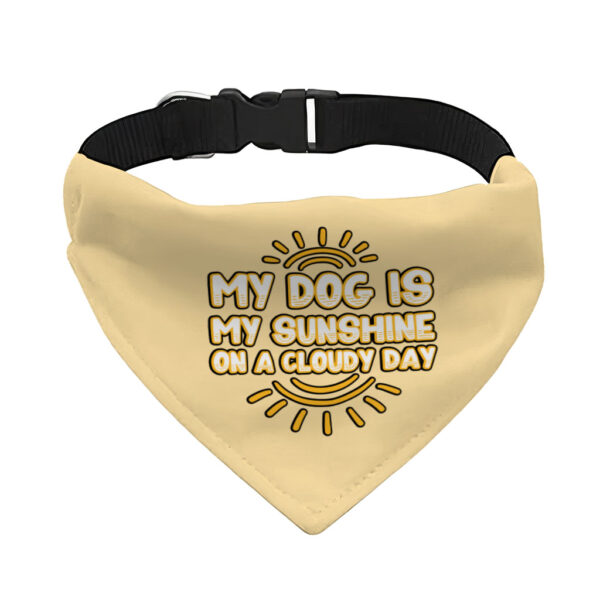 "My Dog Is My Sunshine" Bandana Collar on stylish pet.