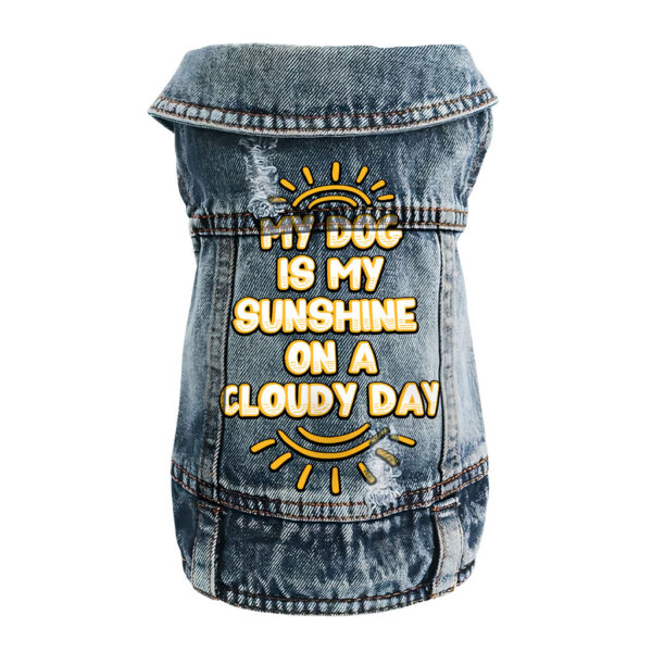 Stylish dog denim vest featuring My Dog Is My Sunshine design.