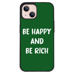 iPhone 13 Mini case with "Be Happy" message.