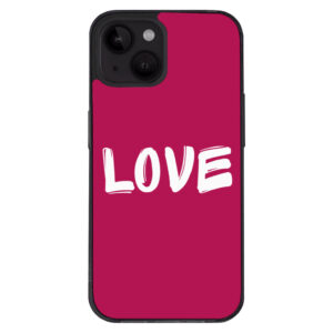 Love iPhone 14 Plus Kawaii Phone Case - Pink with cute hearts.