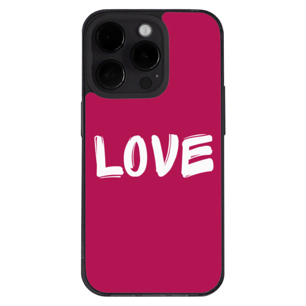 Love iPhone 14 Pro Kawaii Phone Case - Pink with cute hearts.